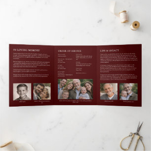 Elegant Modern 7-Photo Celebration of Life Funeral Tri-Fold Program