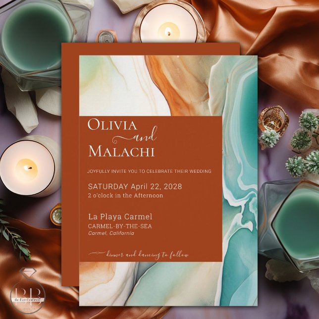 Elegant Modern Abstract Agate  Terracotta Invitation (Creator Uploaded)