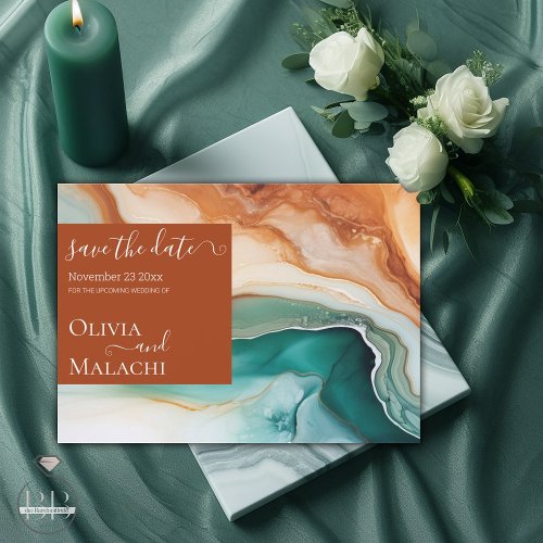 Elegant Modern Abstract Agate Terracotta Invitation