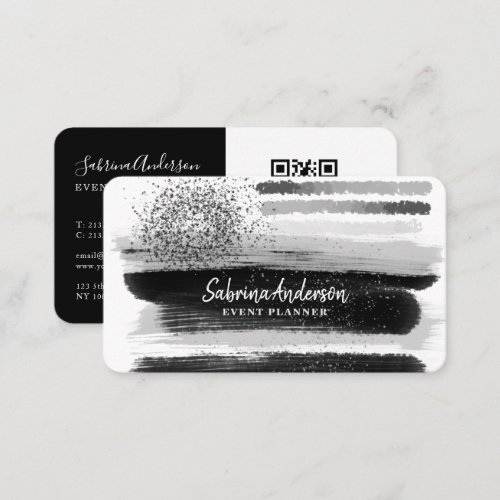 Elegant Modern Abstract Black and White Business Card