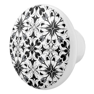 Elegant Modern Abstract Black White Pattern Ceramic Knob