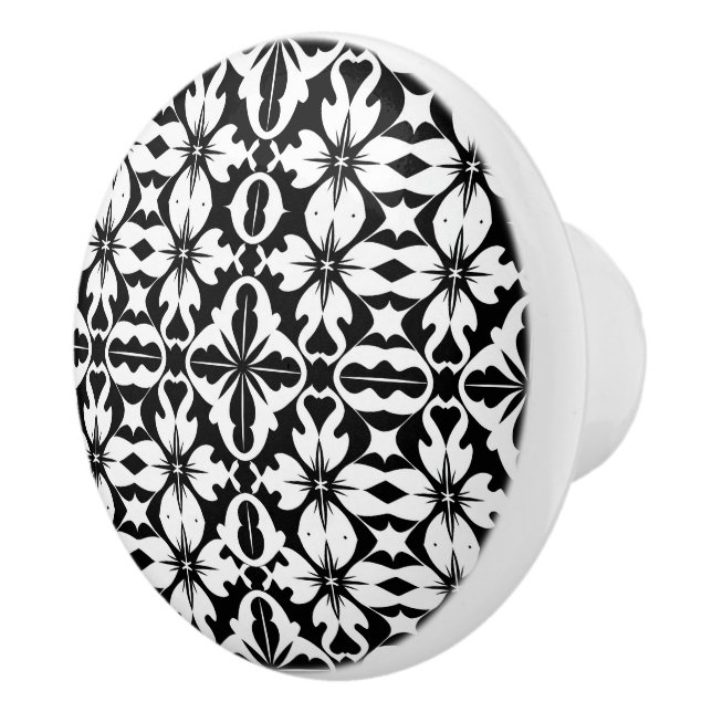 Elegant Modern Abstract Black White Pattern  Ceramic Knob (Right)