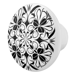 Elegant Modern Abstract Black White Pattern Ceramic Knob