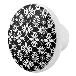 Elegant Modern Abstract Black White Pattern Ceramic Knob
