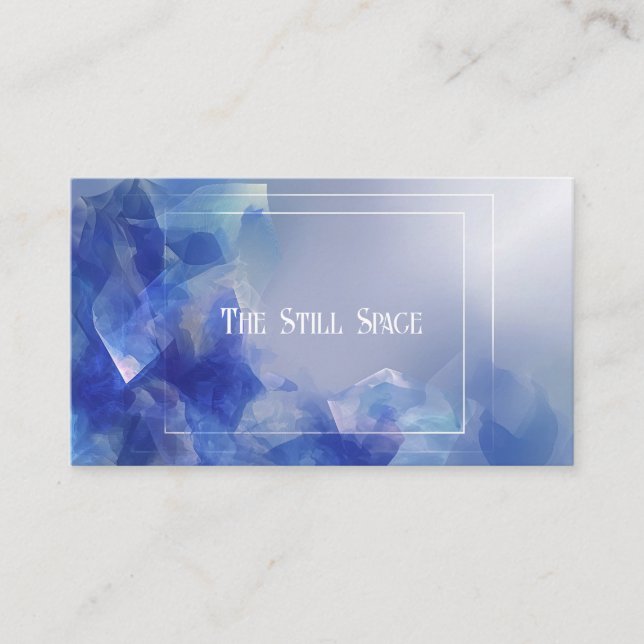 Elegant Modern Abstract Blue Crystalline Geometric Business Card (Front)