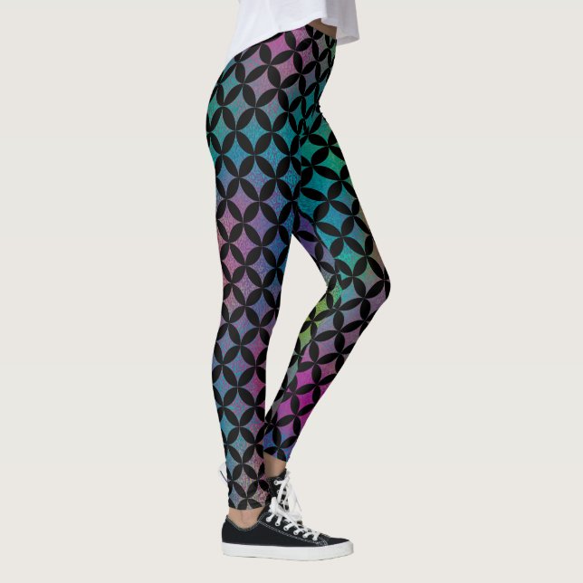 Elegant Modern Abstract Colorful Diamonds Pattern Leggings (Right)