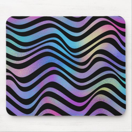 Elegant Modern Abstract Colorful Glitter Waves  Mouse Pad
