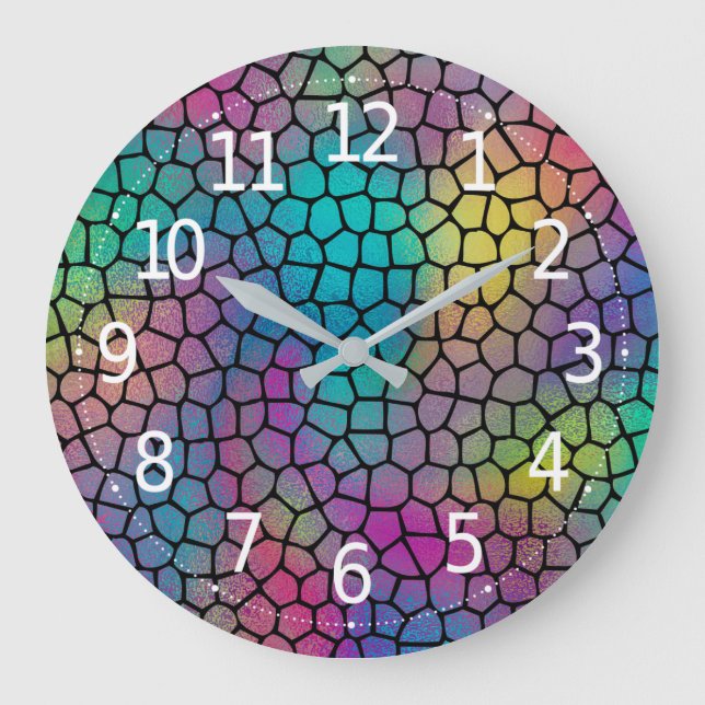 Elegant Modern Abstract Colorful Mosaic Pattern Large Clock (Front)