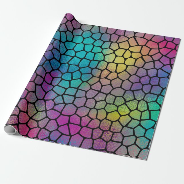Elegant Modern Abstract Colorful Mosaic Pattern Wrapping Paper (Unrolled)