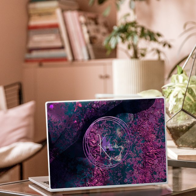Elegant Modern Abstract Faux Foil Magenta Indigo HP Laptop Skin (Creator Uploaded)