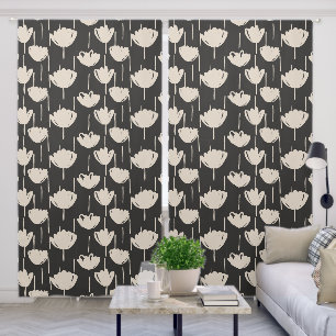 Elegant Modern Abstract Floral Pattern Blackout Curtains