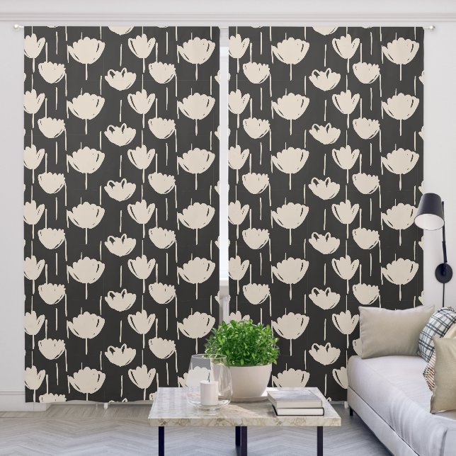 Elegant Modern Abstract Floral Pattern  Blackout Curtains (Living Room)