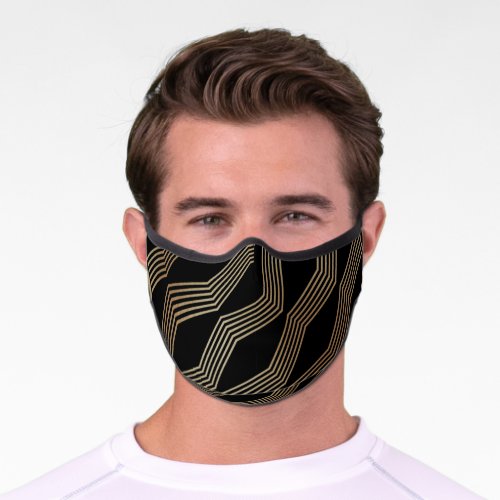 Elegant Modern Abstract Geometric Gold Waves  Premium Face Mask