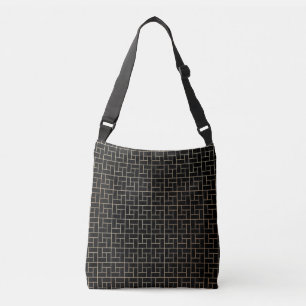Elegant Modern Abstract Gold Basket Weave Pattern Crossbody Bag