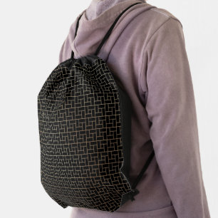 Elegant Modern Abstract Gold Basket Weave Pattern Drawstring Bag
