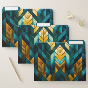Elegant Modern Abstract Gold Teal Geometric File Folder