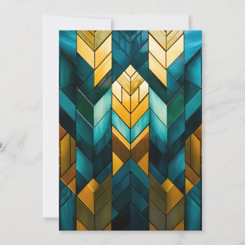 Elegant Modern Abstract Gold Teal Geometric Holiday Card