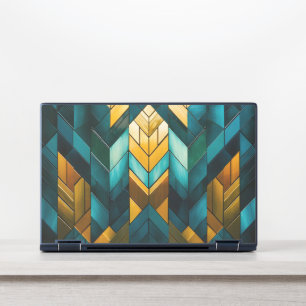 Elegant Modern Abstract Gold Teal Geometric HP Laptop Skin