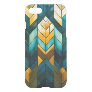 Elegant Modern Abstract Gold Teal Geometric iPhone SE/8/7 Case