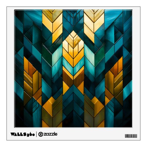 Elegant Modern Abstract Gold Teal Geometric Wall Decal