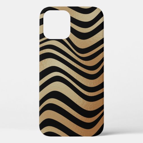 Elegant Modern Abstract Gold Waves Zebra Pattern  iPhone 12 Pro Case