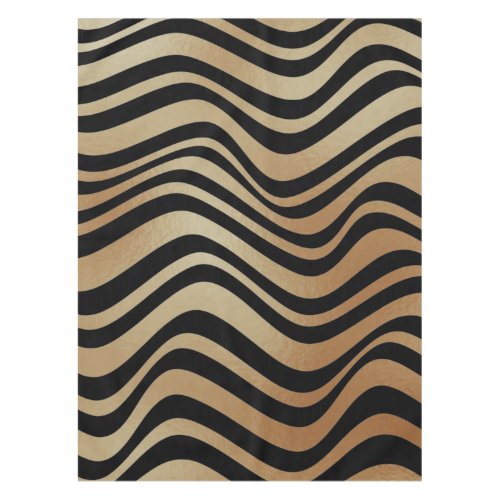 Elegant Modern Abstract Gold Waves Zebra Pattern  Tablecloth