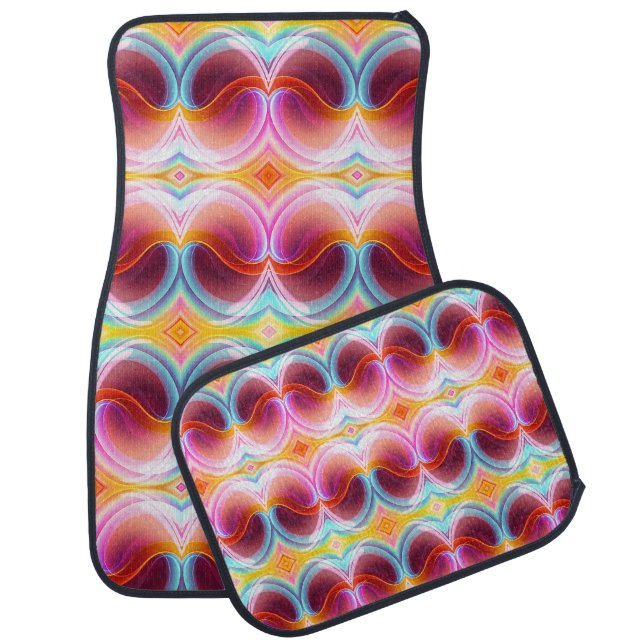 ELEGANT MODERN ABSTRACT PSYCHEDELIC ART CAR FLOOR MAT (Set)