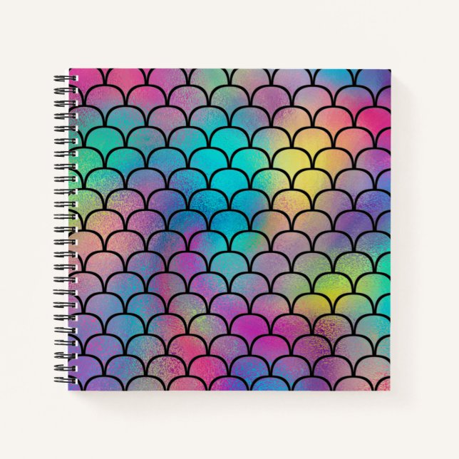 Elegant Modern Abstract Rainbow Scales Pattern | Notebook (Front)
