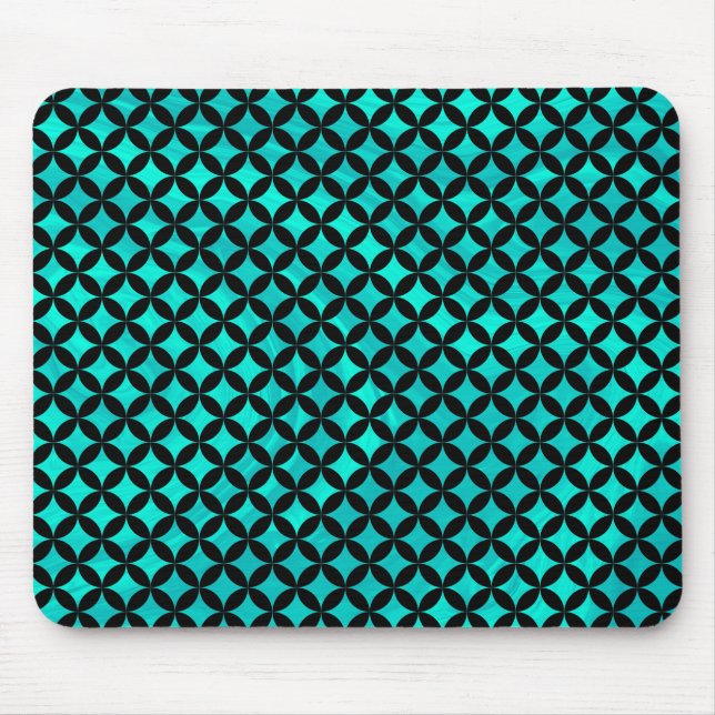Elegant Modern Abstract Teal Diamonds Pattern | Mouse Pad (Front)