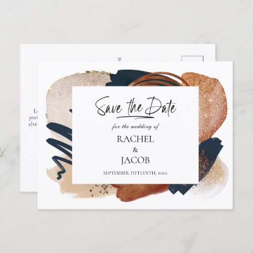 Elegant Modern Abstract Terracotta Save the Date Announcement Postcard