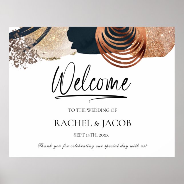 Elegant Modern Abstract Terracotta Wedding Welcome Poster (Front)