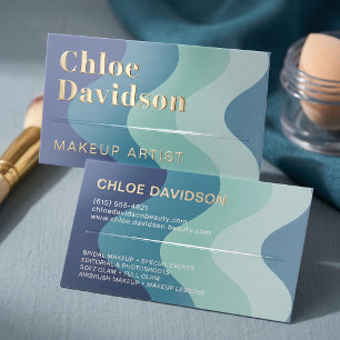 Elegant Modern Abstract Wavy Color Block Foil Spot Gloss Business Cards