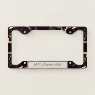 Elegant Modern Add Name Trendy Marble License Plate Frame