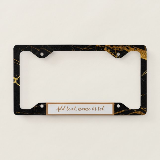 Elegant Modern Add Name Trendy Marble License Plate Frame (Front)