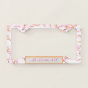Elegant Modern Add Name Trendy Marble License Plate Frame