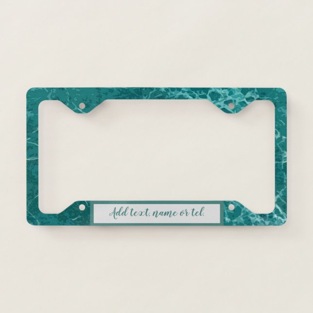 Elegant Modern Add Name Trendy Marble License Plate Frame (Front)