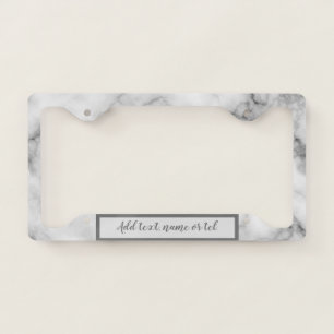 Elegant Modern Add Name Trendy Marble License Plate Frame