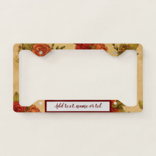 Elegant Modern Add Name Vintage Trendy Floral License Plate Frame