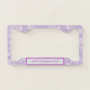 Elegant Modern Add Name Vintage Trendy Floral License Plate Frame