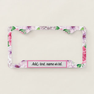 Elegant Modern Add Name Vintage Trendy Floral License Plate Frame