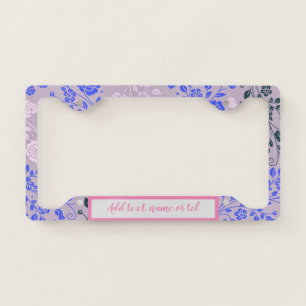 Elegant Modern Add Name Vintage Trendy Floral License Plate Frame