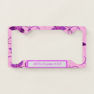 Elegant Modern Add Name Vintage Trendy Floral License Plate Frame