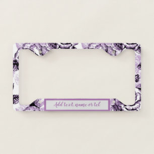 Elegant Modern Add Name Vintage Trendy Floral License Plate Frame