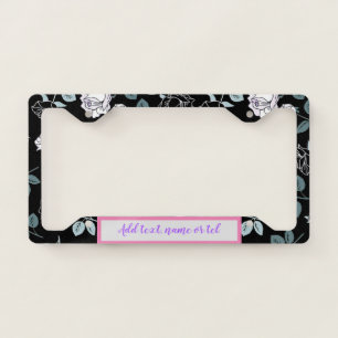 Elegant Modern Add Name Vintage Trendy Floral License Plate Frame