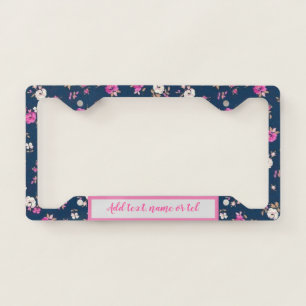 Elegant Modern Add Name Vintage Trendy Floral License Plate Frame