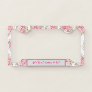 Elegant Modern Add Name Vintage Trendy Floral License Plate Frame