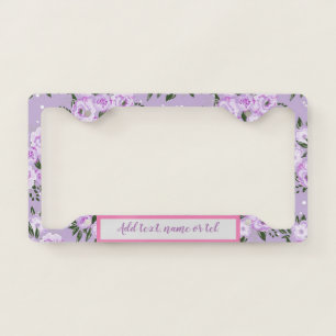 Elegant Modern Add Name Vintage Trendy Floral License Plate Frame