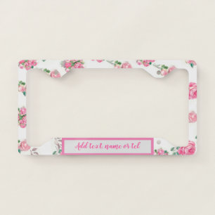 Elegant Modern Add Name Vintage Trendy Floral License Plate Frame