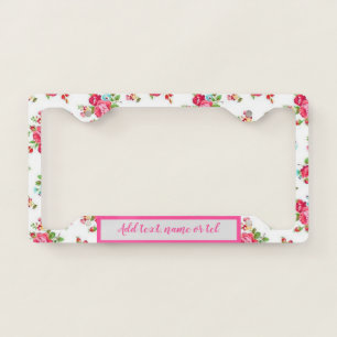 Elegant Modern Add Name Vintage Trendy Floral License Plate Frame