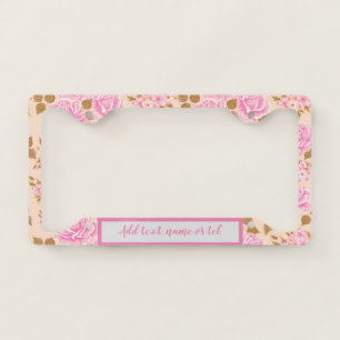 Elegant Modern Add Name Vintage Trendy Floral License Plate Frame
